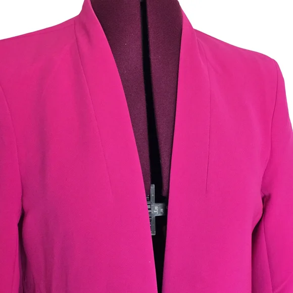 Rachel Zoe Hot Pink Ruched Sleeve Open Front Blazer Size M - Picture 4 of 6
